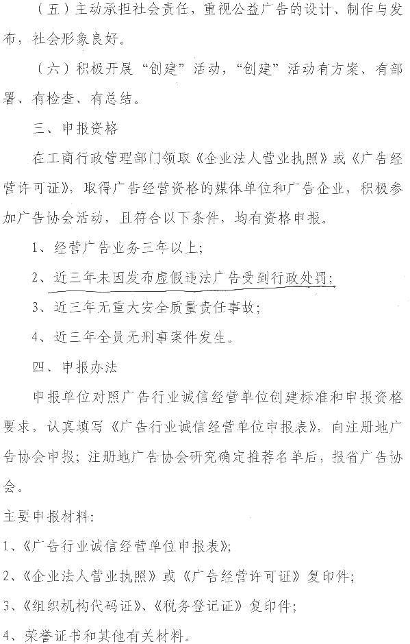 关于开展广告行业诚信经营单位创建活动的通知